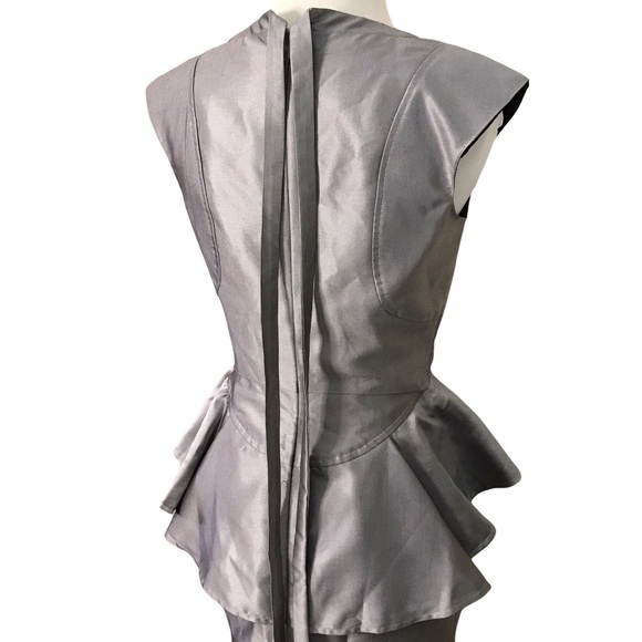 Silver metallic dress with peplum skirt - Picture 5 of 10
